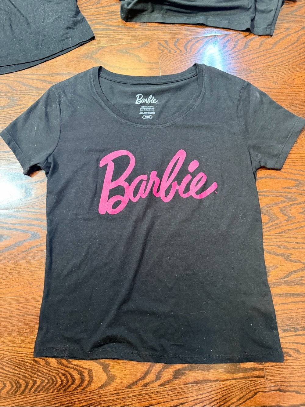 Barbie Logo Tee in Black with Pink Script M